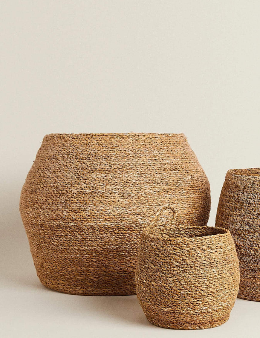 ست سبد حصیری زیکزی